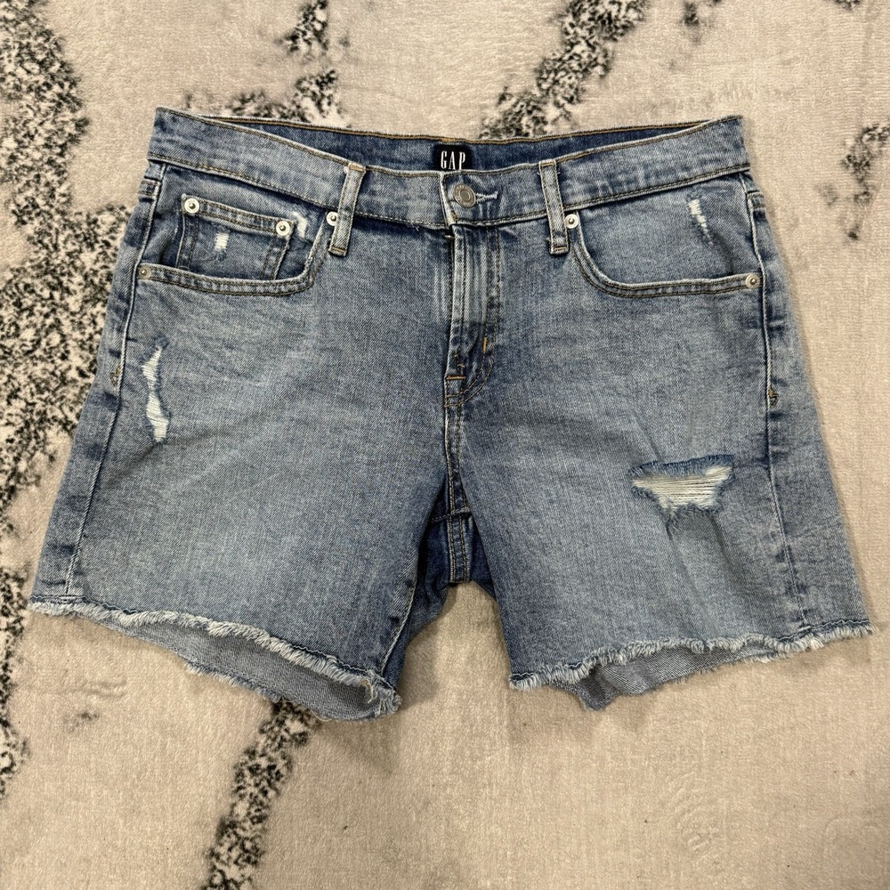 Gap Denim Distressed Cutoff Shorts Womens 26 Light Wash Raw Hem Casual Summer St
